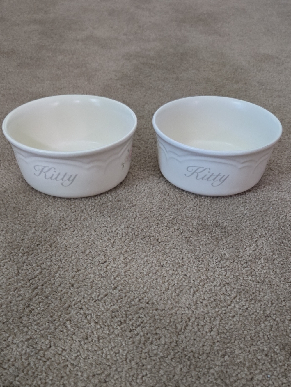2 Pfaltzgraff Tea Rose Kitty Food And Water Bowls